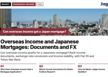 Aerial daytime view of city skyline, illustrating Overseas Income and Japanese Mortgages: Documents and FX