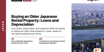 Wide aerial panorama of city with river, illustrating Buying an Older Japanese Rental Property: Loans and Depreciation
