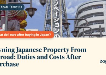 Tsutenkaku Tower amid Shinsekai shopping signs, illustrating Owning Japanese Property From Abroad: Duties and Costs After Purchase