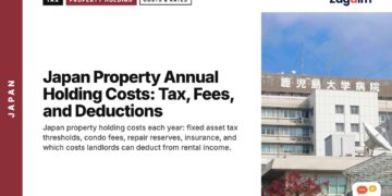 Kagoshima University Hospital building exterior, illustrating Japan Property Annual Holding Costs: Tax, Fees, and Deductions
