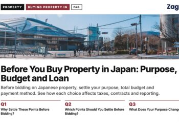 Modern stadium building beside empty plaza, illustrating Before You Buy Property in Japan: Purpose, Budget and Loan