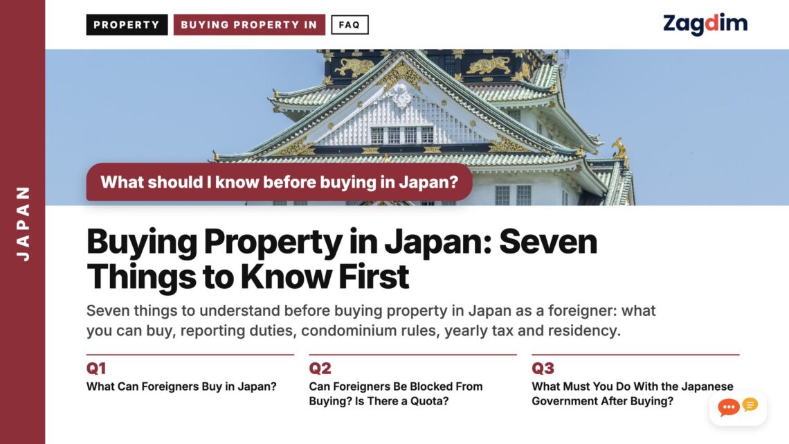 Osaka Castle ornate gable close-up under blue sky, illustrating Buying Property in Japan: Seven Things to Know First
