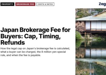 Traditional teahouse building reflected in pond, illustrating Japan Brokerage Fee for Buyers: Cap, Timing, Refunds