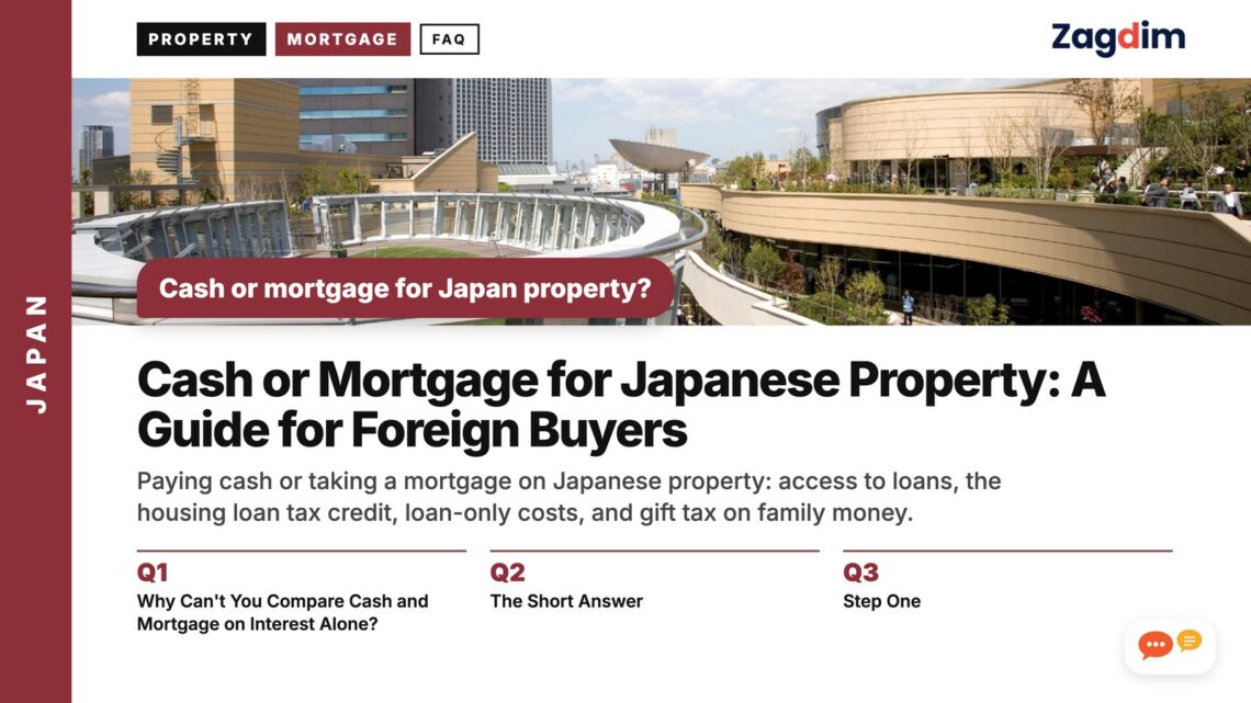 Rooftop garden walkway with circular structure, illustrating Cash or Mortgage for Japanese Property: A Guide for Foreign Buyers