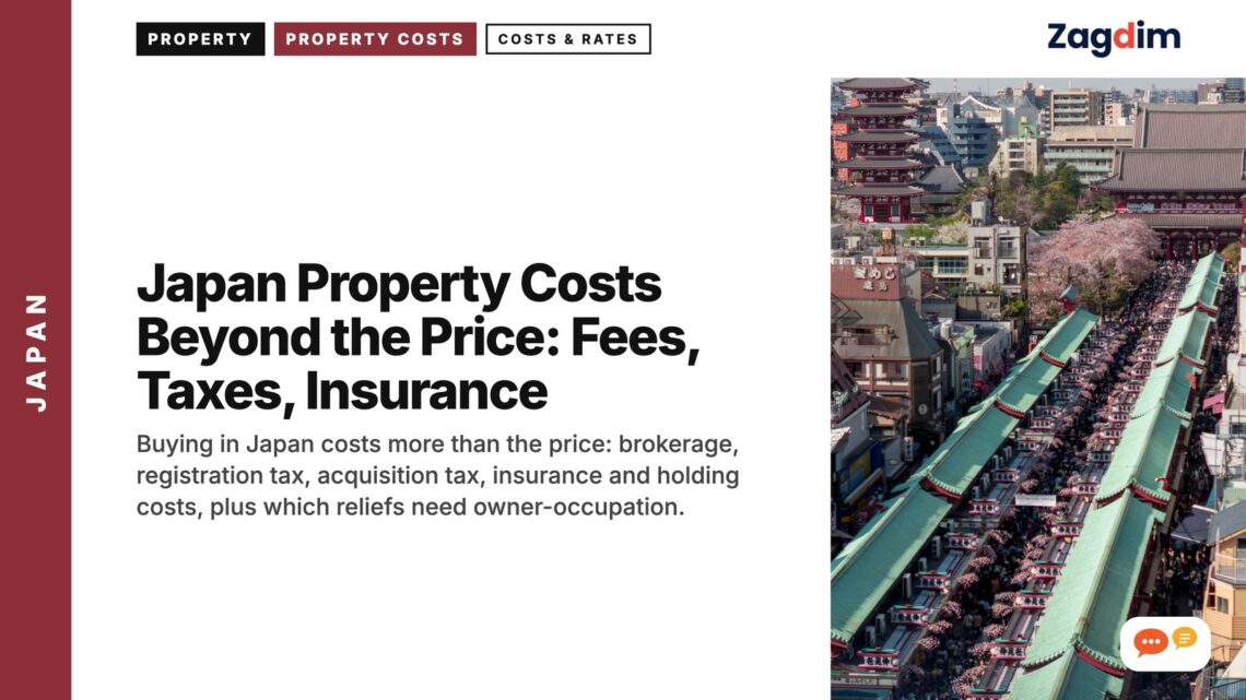 Aerial view of covered market street stalls, illustrating Japan Property Costs Beyond the Price: Fees, Taxes, Insurance