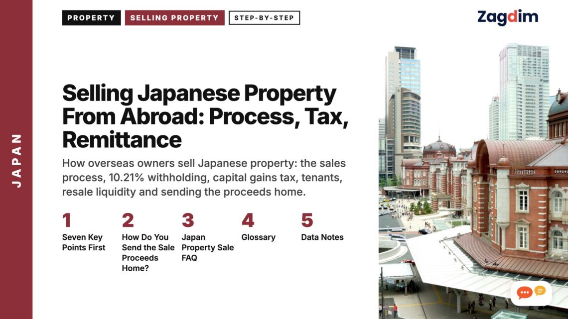 Tokyo Station red-brick building among skyscrapers, illustrating Selling Japanese Property From Abroad: Process, Tax, Remittance