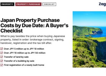 Aerial view of green coastal cliffs Hokkaido, illustrating Japan Property Purchase Costs by Due Date: A Buyer's Checklist