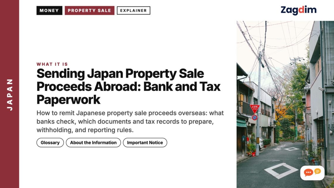 Narrow alley between traditional houses, illustrating Sending Japan Property Sale Proceeds Abroad: Bank and Tax Paperwork
