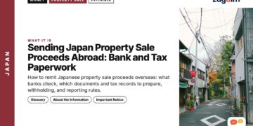 Narrow alley between traditional houses, illustrating Sending Japan Property Sale Proceeds Abroad: Bank and Tax Paperwork