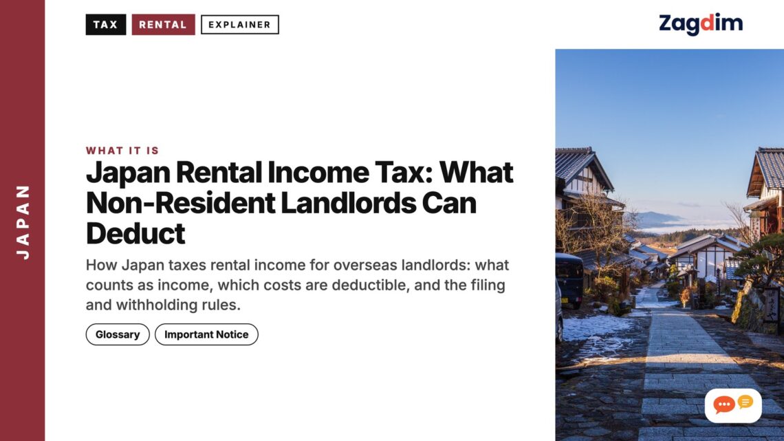 Narrow stone path between traditional houses toward hills, illustrating Japan Rental Income Tax: What Non-Resident Landlords Can Deduct