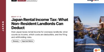 Narrow stone path between traditional houses toward hills, illustrating Japan Rental Income Tax: What Non-Resident Landlords Can Deduct