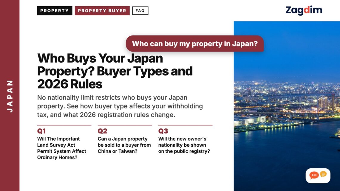 Night skyline of harbour city with ferris wheel, illustrating Who Buys Your Japan Property? Buyer Types and 2026 Rules