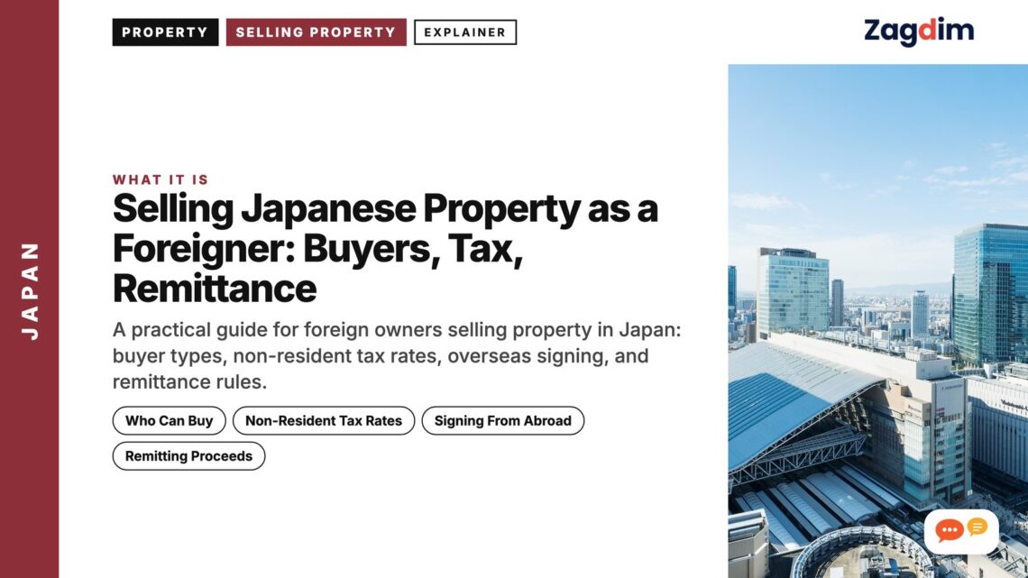 Osaka city skyline in daytime, illustrating Selling Japanese Property as a Foreigner: Buyers, Tax, Remittance