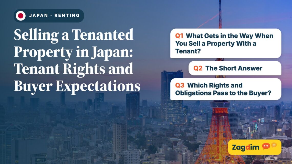 Tokyo Tower illuminated at dusk over skyline, illustrating Selling a Tenanted Property in Japan: Tenant Rights and Buyer Expectations