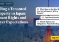 Tokyo Tower illuminated at dusk over skyline, illustrating Selling a Tenanted Property in Japan: Tenant Rights and Buyer Expectations