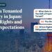 Tokyo Tower illuminated at dusk over skyline, illustrating Selling a Tenanted Property in Japan: Tenant Rights and Buyer Expectations