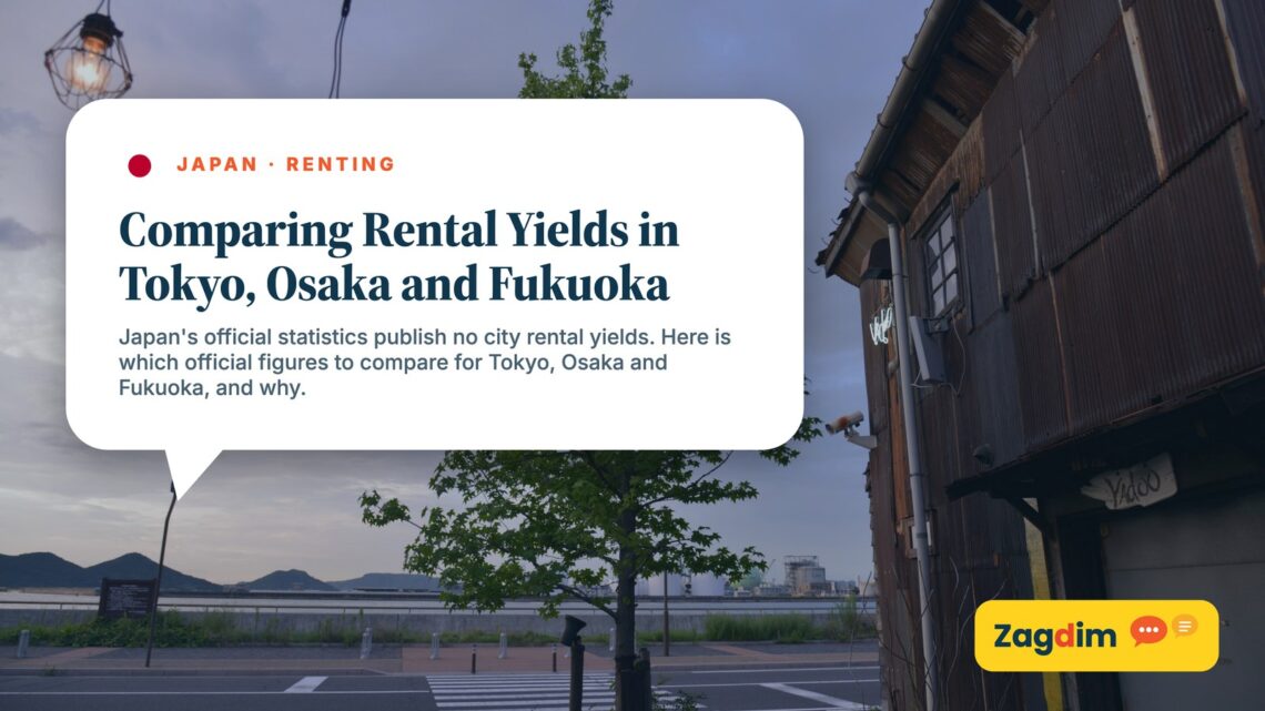 Traditional houses at waterfront dusk with string lights, illustrating Comparing Rental Yields in Tokyo, Osaka and Fukuoka