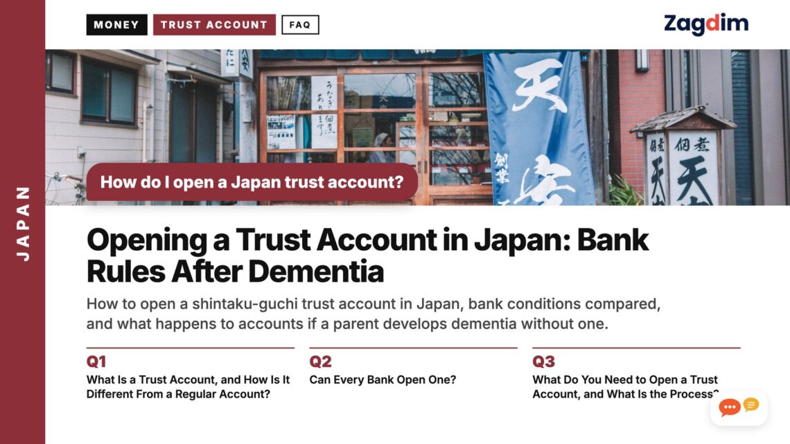 Traditional tempura restaurant shopfront and sign, illustrating Opening a Trust Account in Japan: Bank Rules After Dementia