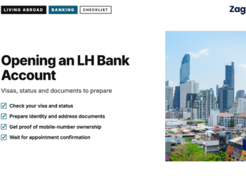 Bangkok modern skyline in daylight, illustrating the LH Bank account-opening visa and document checklist.