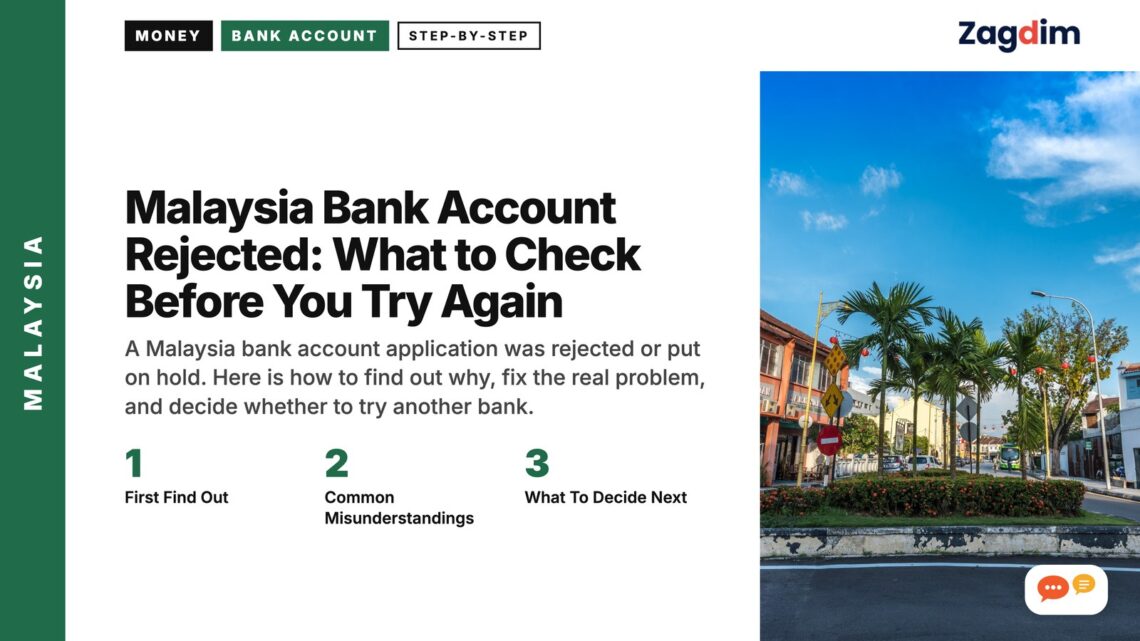 Quiet heritage street with colourful shophouses, Penang, illustrating Malaysia Bank Account Rejected: What to Check Before You Try Again