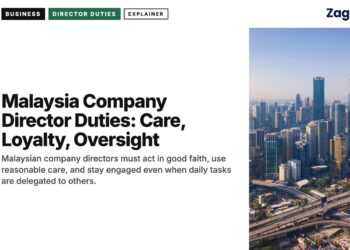 Aerial Kuala Lumpur skyline with highways at dusk, illustrating Malaysia Company Director Duties: Care, Loyalty, Oversight