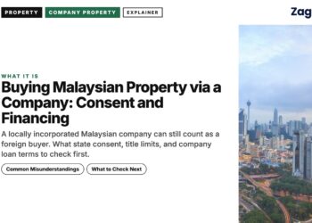 Wide aerial daytime view of Kuala Lumpur skyline and KL Tower, illustrating Buying Malaysian Property via a Company: Consent and Financing