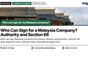Stilt chalets over turquoise water at a resort, illustrating Who Can Sign for a Malaysia Company? Authority and Section 66