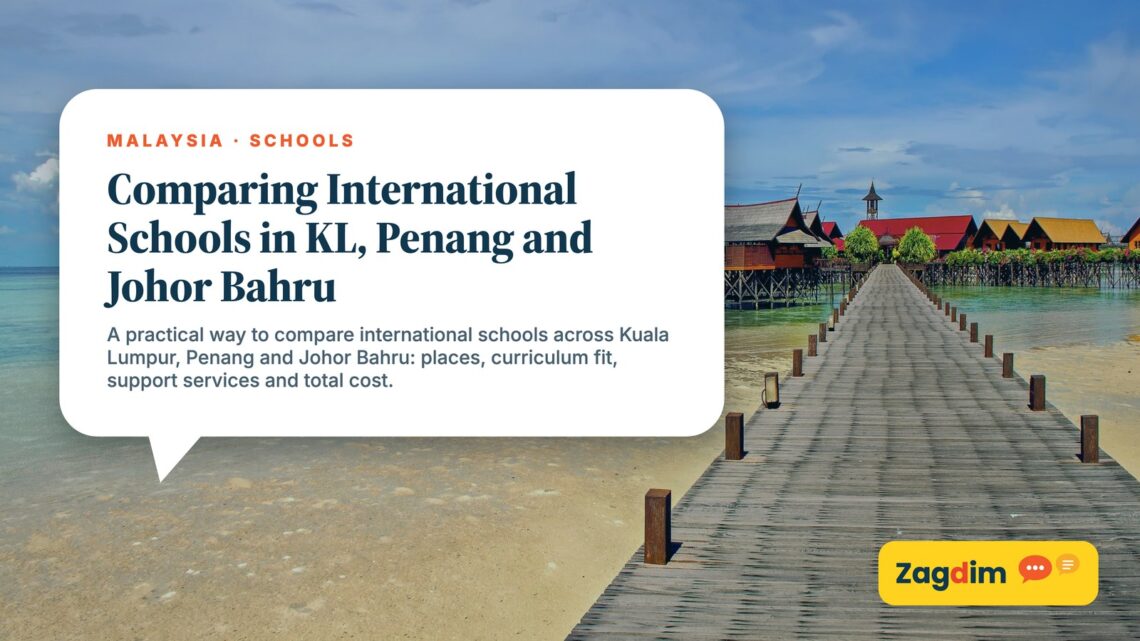 Long wooden boardwalk leading to beach huts, illustrating Comparing International Schools in KL, Penang and Johor Bahru