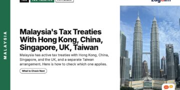 Petronas Towers with KLCC mall building, illustrating Malaysia's Tax Treaties With Hong Kong, China, Singapore, UK, Taiwan
