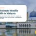 Kota Kinabalu City Mosque with blue domes reflected in water, illustrating How to Estimate Monthly Utility Bills in Malaysia
