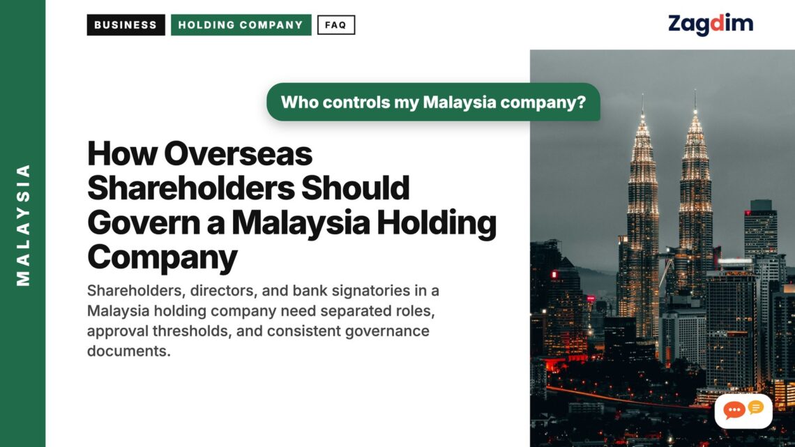 Moody Kuala Lumpur skyline at night, illustrating How Overseas Shareholders Should Govern a Malaysia Holding Company
