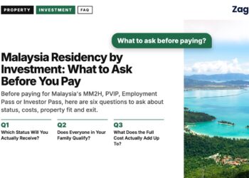 Aerial view of island coastline with resorts and turquoise bay, illustrating Malaysia Residency by Investment: What to Ask Before You Pay
