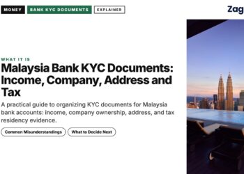 Empty infinity pool loungers overlooking Kuala Lumpur skyline at sunset, illustrating Malaysia Bank KYC Documents: Income, Company, Address and Tax