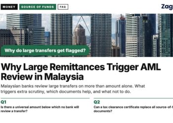 Aerial view of KLCC towers and surrounding park, illustrating Why Large Remittances Trigger AML Review in Malaysia