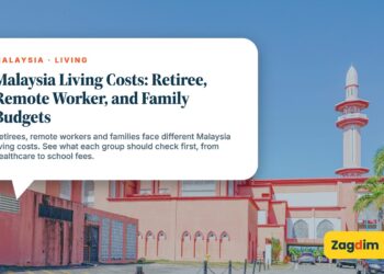 Pink mosque with domes and minarets viewed from the side, illustrating Malaysia Living Costs: Retiree, Remote Worker, and Family Budgets