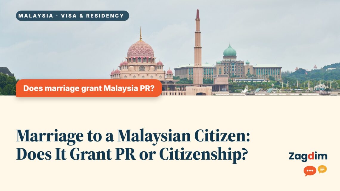 Putra Mosque Putrajaya and Perdana Putra building by the lake, illustrating Marriage to a Malaysian Citizen: Does It Grant PR or Citizenship?