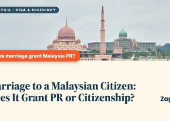 Putra Mosque Putrajaya and Perdana Putra building by the lake, illustrating Marriage to a Malaysian Citizen: Does It Grant PR or Citizenship?