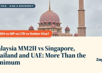 Putra Mosque Putrajaya wide daytime view, illustrating Malaysia MM2H vs Singapore, Thailand and UAE: More Than the Minimum