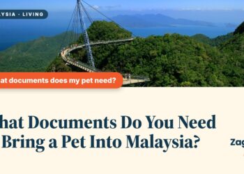 Aerial view of Langkawi Sky Bridge over a forested peak, illustrating What Documents Do You Need to Bring a Pet Into Malaysia?