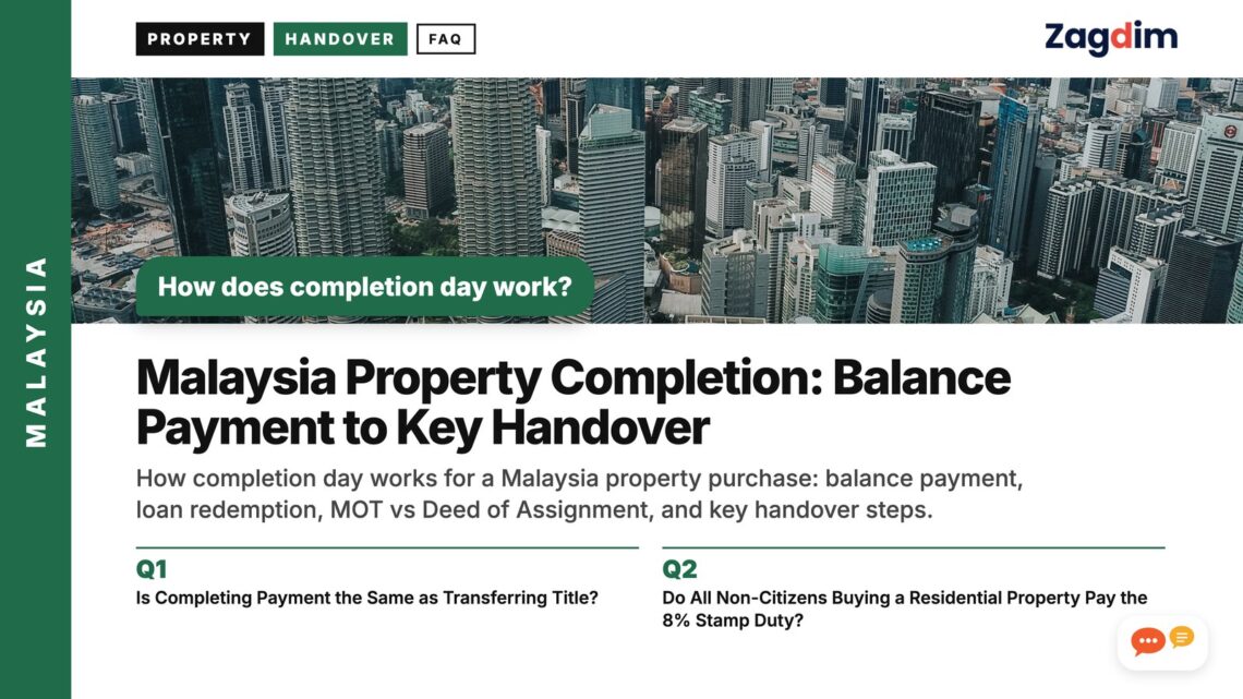 Aerial daytime view of the Kuala Lumpur skyline, illustrating Malaysia Property Completion: Balance Payment to Key Handover