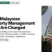 Low angle view of a striped high-rise office tower, illustrating How Malaysian Property Management Fees Are Charged