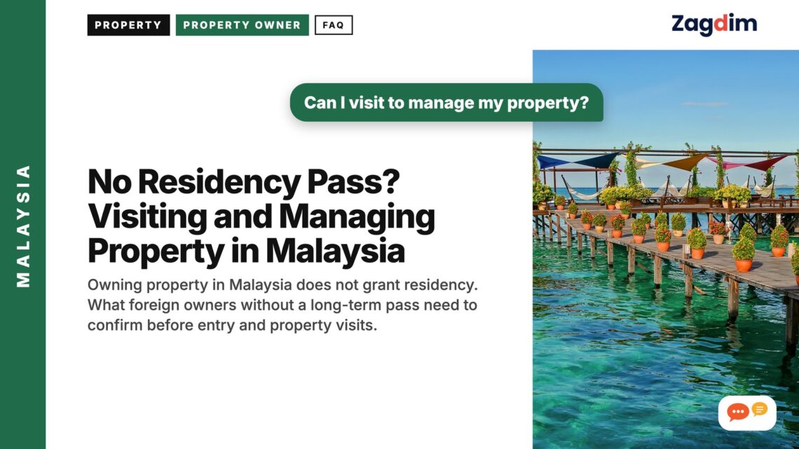 Wooden jetty with pergola over turquoise sea, illustrating No Residency Pass? Visiting and Managing Property in Malaysia