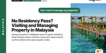 Wooden jetty with pergola over turquoise sea, illustrating No Residency Pass? Visiting and Managing Property in Malaysia