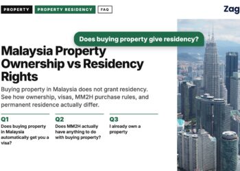 Aerial view of Kuala Lumpur skyline with rooftop pool, illustrating Malaysia Property Ownership vs Residency Rights