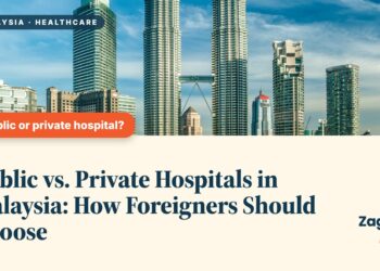 Petronas Towers among modern KLCC skyscrapers, illustrating Public vs. Private Hospitals in Malaysia: How Foreigners Should Choose