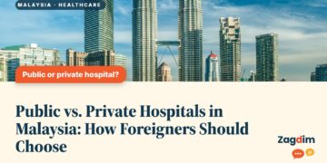 Petronas Towers among modern KLCC skyscrapers, illustrating Public vs. Private Hospitals in Malaysia: How Foreigners Should Choose
