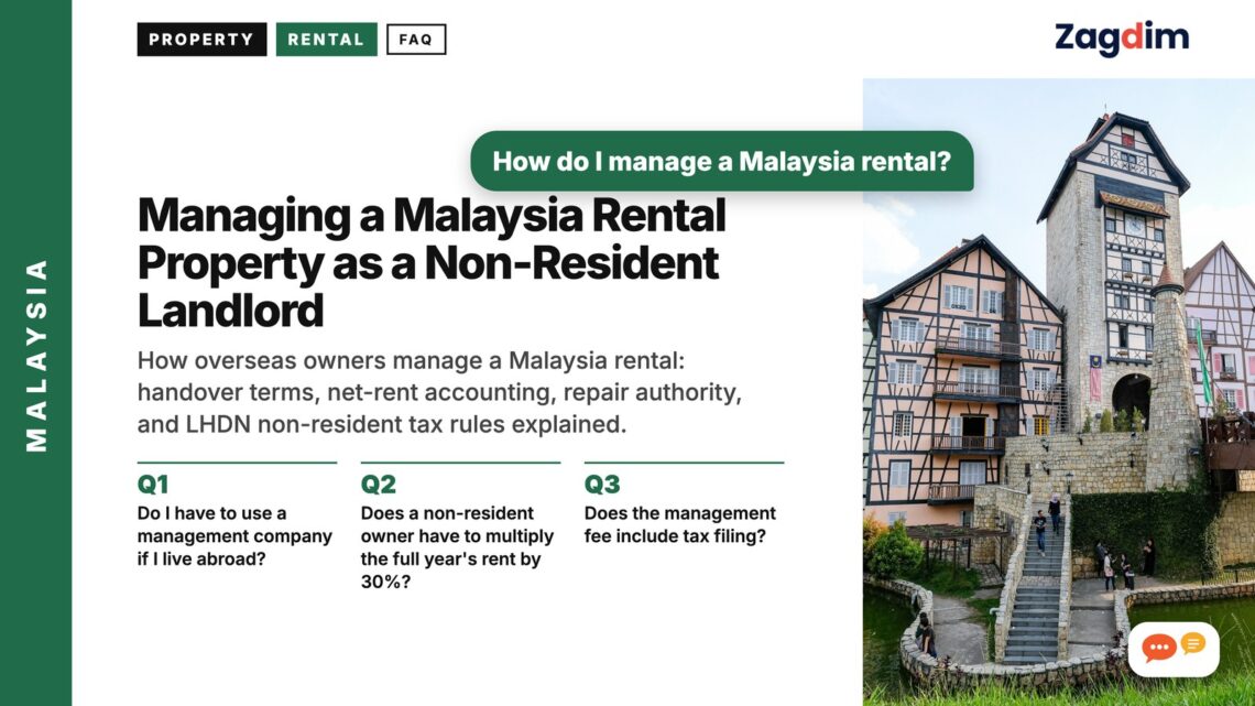 Bavarian-style themed resort with pond and flags, illustrating Managing a Malaysia Rental Property as a Non-Resident Landlord
