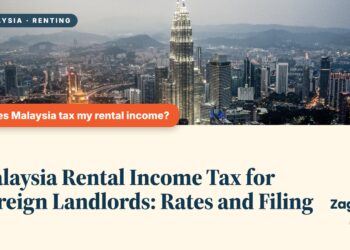 Kuala Lumpur skyline aerial at dusk with Petronas Towers, illustrating Malaysia Rental Income Tax for Foreign Landlords: Rates and Filing