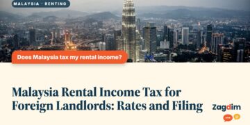 Kuala Lumpur skyline aerial at dusk with Petronas Towers, illustrating Malaysia Rental Income Tax for Foreign Landlords: Rates and Filing