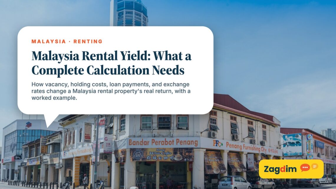 George Town heritage shophouses with Komtar tower in background, illustrating Malaysia Rental Yield: What a Complete Calculation Needs